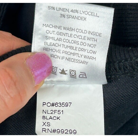 Level 99 Gabrielle Linen & Lyocell Drawstring Pants Cuffed Joggers Black XS EUC - Picture 9 of 9